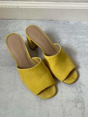 Essex Lane Suede Slip On Mules 7 Bright Yellow Heels